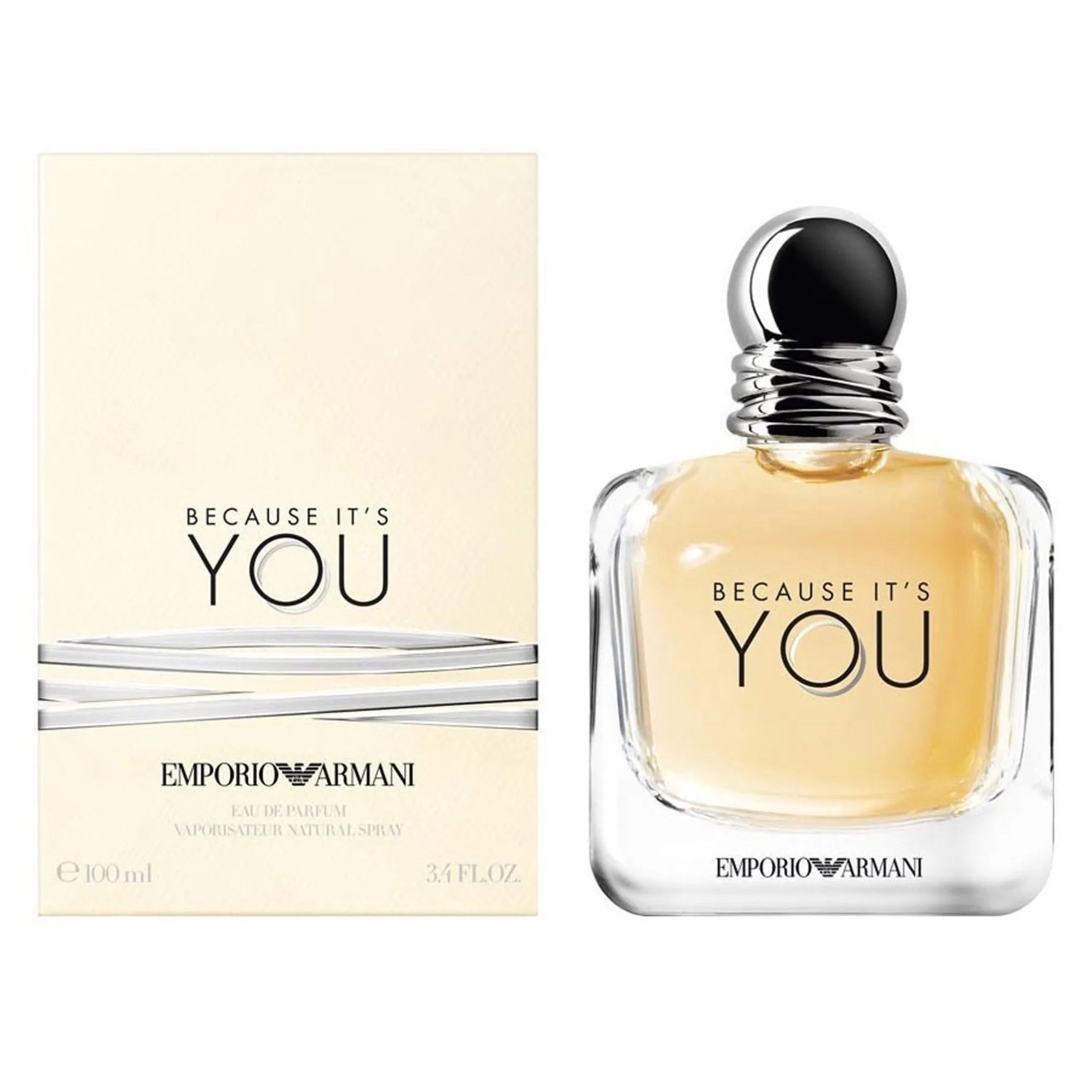 Emporio Armani Because It’s You Giorgio Armani - MANZARA STORE - Perfume Available at MANZARA STORE - Giorgio Armani - All Products, Giorgio Armani, Woman- Emporio Armani Because It's You Eau De Parfum by Giorgio Armani Product Description: Emporio Armani Because It's You Eau De Parfum is a romantic and captivating fragrance that celebrates love, passion, and femininity. With a vibrant, playful opening and a sweet, sensual heart, this fragrance is a modern take on the classic romantic scent. The rich blend